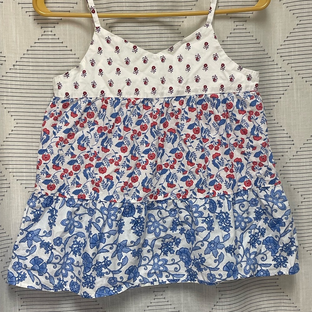 Gap Kids Blue Floral Tiered Tank Top Size 12 Summer